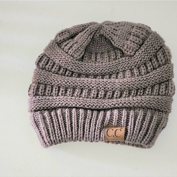 CC beanie slouched hat winter snow one size warm gray color - Picture 1 of 3